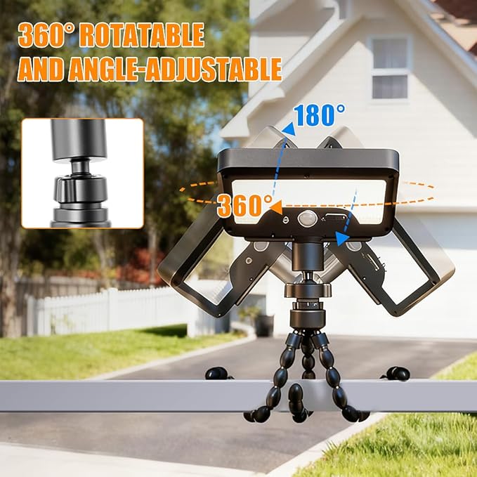 Solar Lights,Outdoor Solar Motion-Activated Light with Flexible Octopus Tripod 360° Can be Wrapped Around Tree Trunks,Dual Charging,Outdoor Sercurity Lights for Deck Fence, Garden (White)
