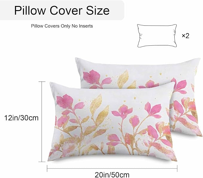 Vandarllin Outdoor Throw Pillows Covers 20x12 inch Set of 2 Waterproof Pink Yellow Flowers Decorative Zippered Cushion Covers for Patio Furniture, Wildflowers Lumbar Pillowcases