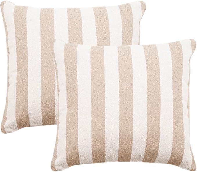 2 Pack Outdoor Throw Pillows 26" Patio Sofa Pillow,Khaki Stripe | Water-Resistant Outdoor Cushions,Decorative Pillows with Insert for Patio Garden Porch,Khaki Stripe