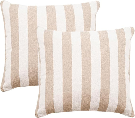 2 Pack Outdoor Throw Pillows 26" Patio Sofa Pillow,Khaki Stripe | Water-Resistant Outdoor Cushions,Decorative Pillows with Insert for Patio Garden Porch,Khaki Stripe
