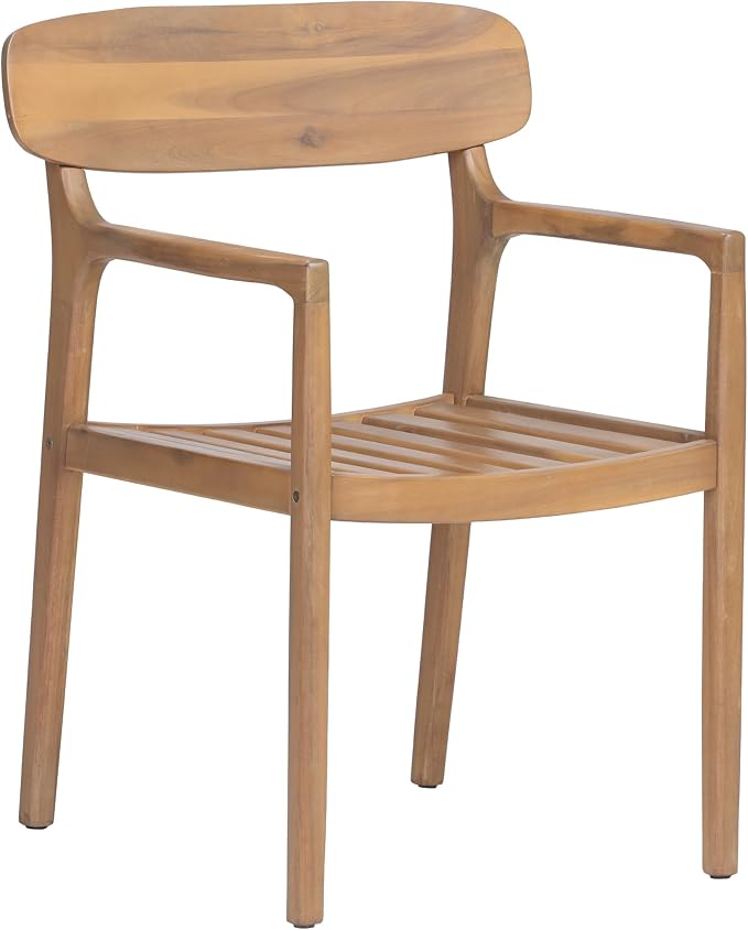 Christopher Knight Home Zoa Acacia Wood Dining Set for 4, Outdoor Dining Table with Dual Slatted Pedestal Bases, Outdoor Dining Chairs with Cushions, 5 Piece Patio Dinner Set, Beige/Teak