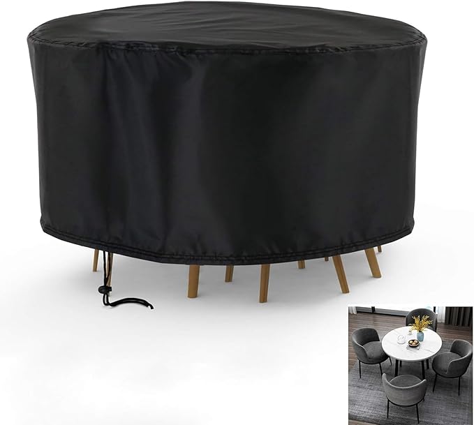 Patio Furniture Set Cover Round, Waterproof Round Patio Table Cover Outdoor Furniture Covers for Patio Furniture(90" D x 43" H)