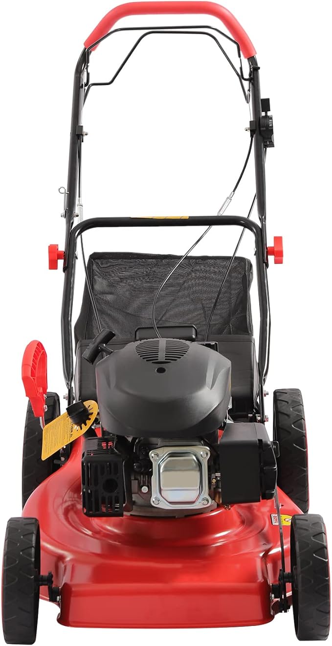 Gas Powered Lawn Mower Self Propelled, 3-in-1 w/Bag 20-inch & 173CC Gas Mower, 8 Adjustable Heights, 4-Stroke Engine 6.0HP Gas Lawn Mower for All Lawn Planting Weeding