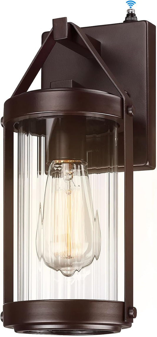 Dusk Dawn Sensor Outdoor Wall Sconce Brown Exterior Porch Lantern | Rustic Outside Garage Light Fixtures Wall Mount for House Patio Front Door