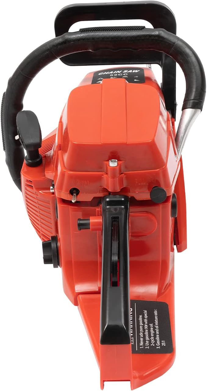 20-Inch Gasoline Chainsaw, 52CC 2200W 2-Stroke Gas Chainsaw 10500RPM High Speed Single Cylinder Air-Cooled Chain Saw, Self-Reset Pull Start Cordless Gas Chain Saw for Forest Harvesting Wood Cutting