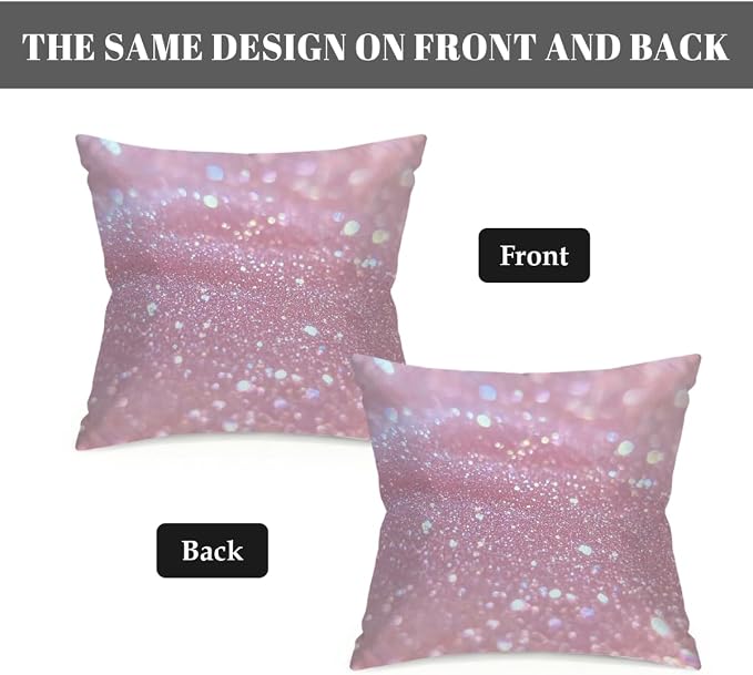 20x20 Inch Outdoor Pillow Covers Set of 2 Waterproof Throw Pillow Covers Decorative Couch Cushion Covers Pink Glitter Pattern Square Pillowcases Protectors for Patio Garden Sofa
