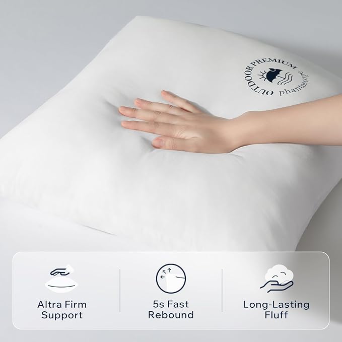 Phantoscope 20x20 Outdoor Pillow Inserts, Waterproof Outdoor Pillows 2-Pack | Water Resistant Outdoor Throw Pillow Inserts, Hypoallergenic Decorative Pillow Stuffers for Patio, Porch, Garden, Logo Design