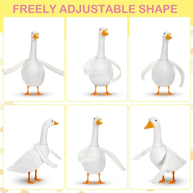 Abbylike 2 Pcs Poseable Goose Wings for 23”- 28" Porch Lawn Goose Outfit Accessories Poseable White Wings for Outdoor Patio Yard Lawn Art Decoration (Flat Edge)