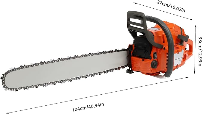 24 Inch Gas Chainsaw, 65CC 2-Stroke Gas Powered Handheld Garden Saw, Portable Cordless Petrol Chainsaws with Goggles & Gloves, Hand Pull Start for Cutting Wood Outdoor Home Farm Garden Use