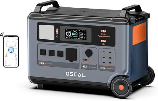 Powermax 6000W(9000W Peak) Portable Solar Power Station, 3600Wh LiFePO4 Battery, 1.6H Fast 2400W Solar Charging Generator for Camping, RV, Home Backup, Emergency