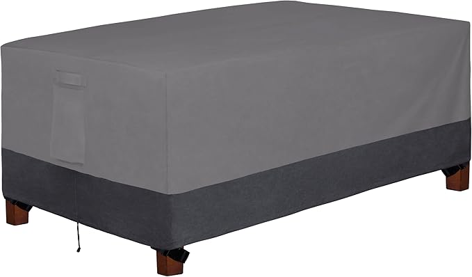 Easy-Going 600D Heavy Duty Rectangular Table Cover UV Resistant and Waterproof Outdoor Lawn Patio Furniture Cover (72" Lx44 Wx23 H, Gray/Dark Gray)