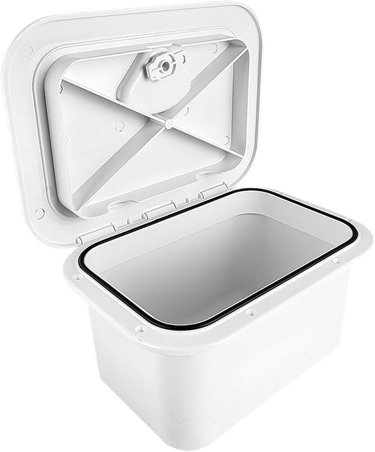 Marine Deck Storage Box Organizer Lockable Boat Accessory for Yacht White Embedded Boat Hatch Cover Fishing Tackle Box