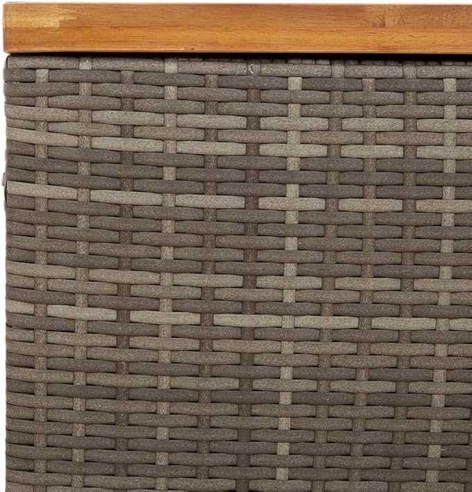 Patio Garden Storage Box, Outdoor Storage Box Deck Box, Entryway Storage Box with Seat for Patio Garden Balcony Yard, Gray 31.5"x15.7"x18.9" Poly Rattan Acacia Wood,-347