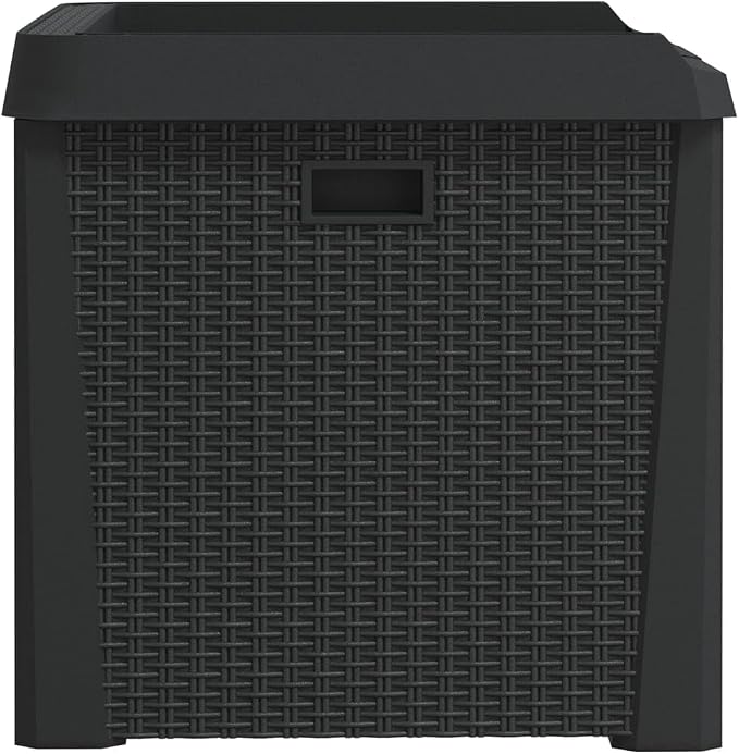 Garden Storage Box, 33 Gallon Deck Box with Rattan Look Finish, Durable Outdoor Storage Bin for Patio Furniture Cushions, Garden Tools, Anthracite