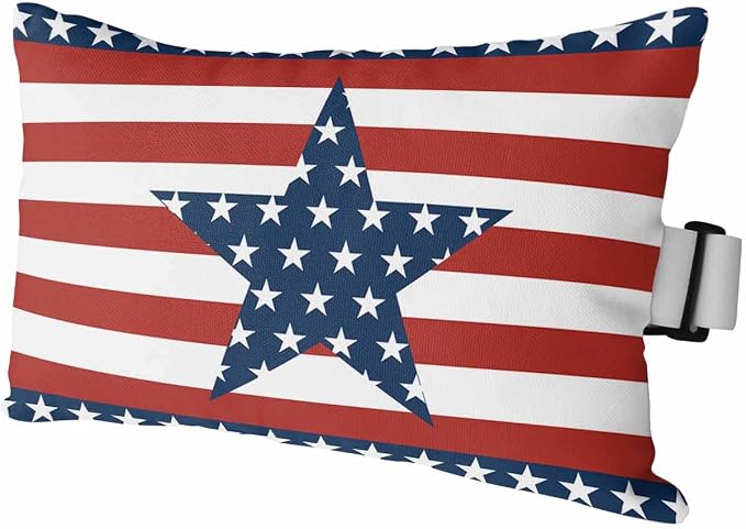 Outdoor Lumbar Pillows with Adjustable Band,Independence Day Chic White Star on Blue Waterproof Recliner Throw Pillow Chaise Lounge Cushion with Insert for Beach,Graden Red White Stripes 1 Pack