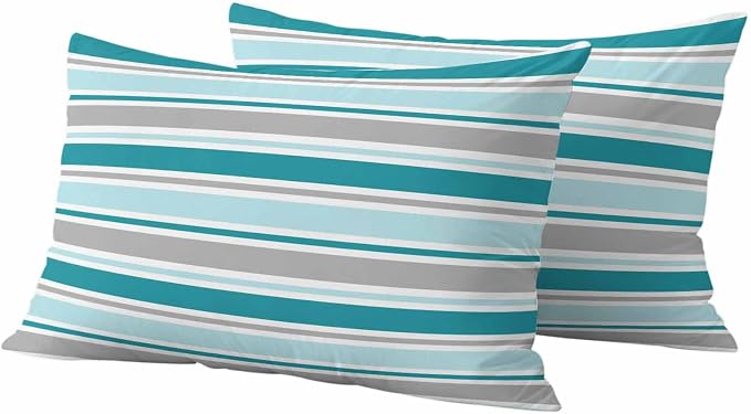 Grey Blue Striped Outdoor Pillow Cover 12x20 Inch Cushion Sham Case, Farmhouse Stripes Modern Abstract Art Waterproof Decorative Square Throw Pillowcase for Outside Garden Patio Porch Couch Chair Tent