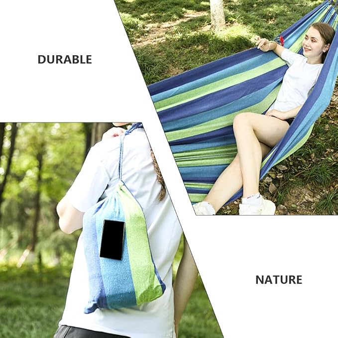 Portable Double Hammock Durable Canvas Swing for Outdoor and Indoor Use Lightweight Design for Camping and Family Color Easy to Pack