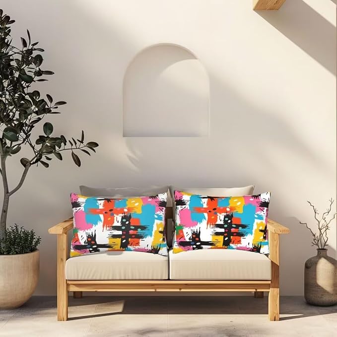 Outdoor Pillows Waterproof Set of 2 Outdoor Pillow Covers 16x24 Inch, Modern Throw Pillows Abstract Pillow Covers, Garden Decorative Pillows Outdoor Pillows for Patio Furniture Car Home Decor -hs288