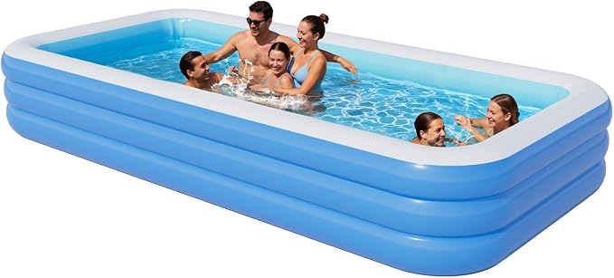 Inflatable Pool for Adults, 142" x 71" x 21" Blow Up Pools, Rectangular Family Swimming Pool