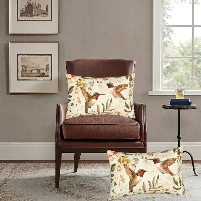 Throw Pillow Covers 12x20 Inch Pillow Covers Set of 2 Couch Pillows for Living Room, Bird Throw Pillows, Soft Accent Pillows Rectangular Decorative Pillows for Bed Sofa Farmhouse Decor, Summer J448