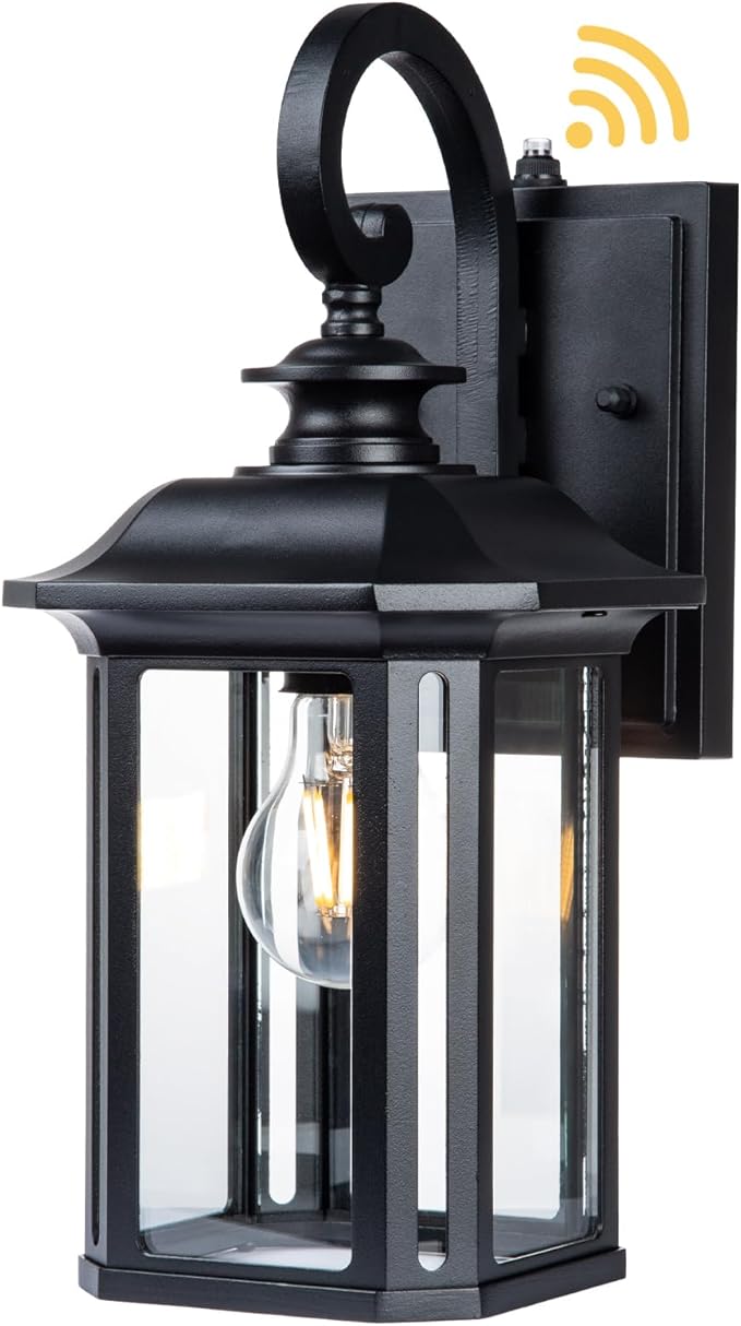 JYZ Dusk to Dawn Outdoor Wall Lighting, 19 Inch Large Exterior Porch Light Fixture, Waterproof Outdoor Wall Mount Lantern, Classic Black Sconce Lamp Outside for House Doorway Garage Patio Yard