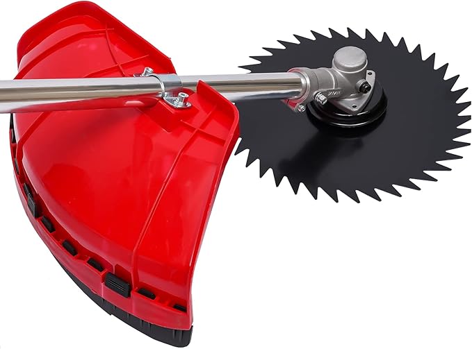 49CC Gas Walk Behind Brush Cutter, 2-Stroke Push Weed Wacker String Trimmer with Wheels, 7000RPM Lawn Mower Trimmer for Weeds, Grass & Yard, 0.95L Fuel Tank