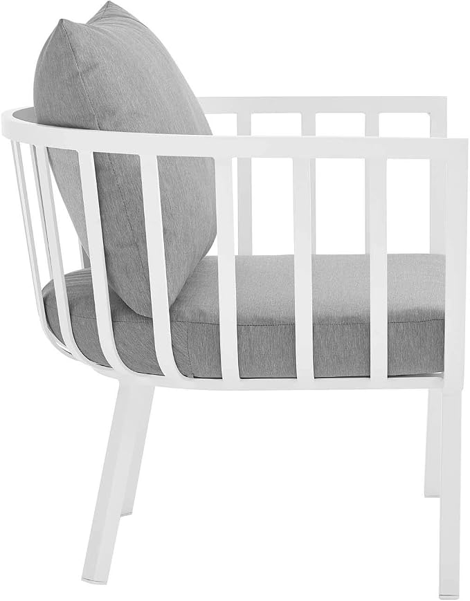 Modway Riverside 5 Piece Outdoor Patio Aluminum Set in White Gray