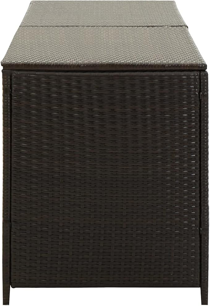 Patio Storage Box Deck Storage Box Outdoor Storage Box Indoor Wicker Storage Bin for Patio Furniture Cushions, Pillows, Garden Tools, Poly Rattan Brown, 78.7"x19.6"x23.6" -AA