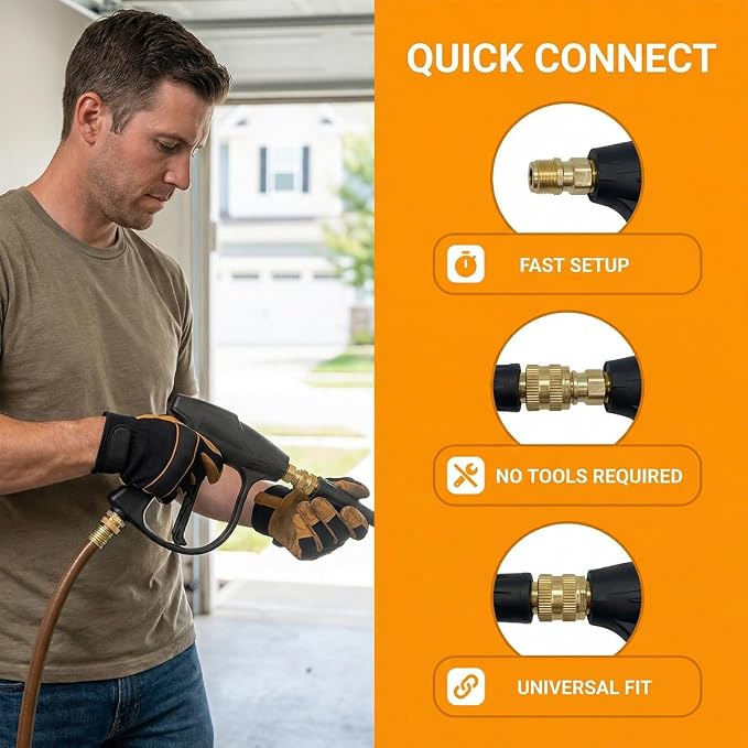 Car High Pressure Washer Gun, 4350 PSI M22-14 Thread Power Washer Short Gun with 1/4" Outlet Quick Connect & 5 Nozzles, Auto Washing Pressure Sprayer Tool, Universal for Vehicles