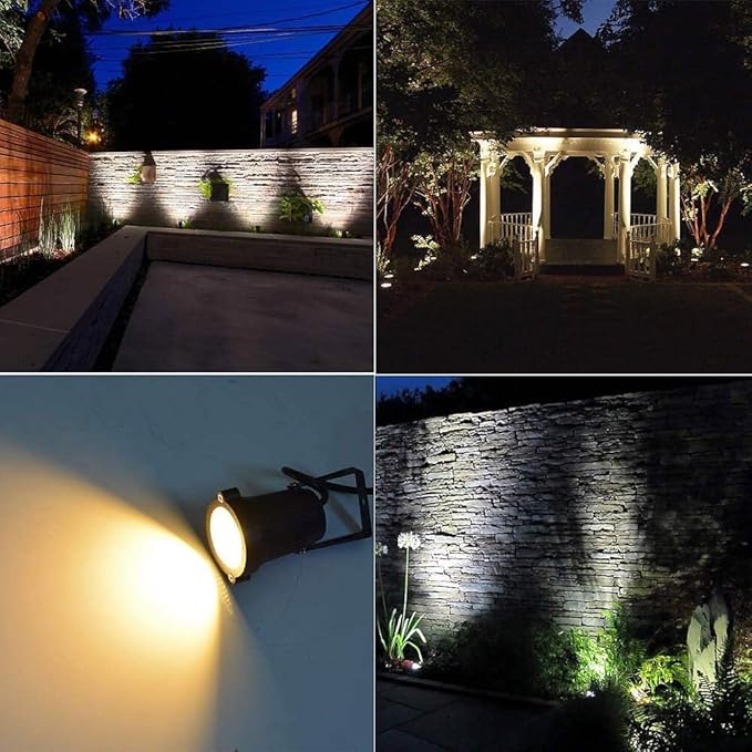 Romwish LED Landscape Spotlights 10W, 120V Plug in Outdoor Spot Lights, 1100LM 3000K Warm White Landscape Lighting, IP65 Waterproof Garden Lights for Yard Tree Pathway Flag (12Pack/10W)