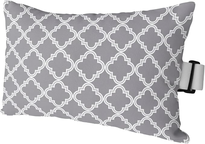 Outdoor Pillows Covers with Inserts Grey Moroccan Pattern Geometric Waterproof Recliner Pillow with Adjustable Strap Throw Pillows for Patio Furniture Pool Lounge Chair, 11x16 inch, 1PCS