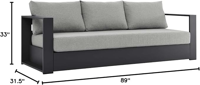 Modway Tahoe Aluminum 2-Piece Outdoor Patio Set in Gray Gray