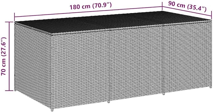 Large Garden Storage Box Brown Poly Rattan Deck Chest for Patio Backyard Organization Weather-Resistant Outdoor Bin 70.9 x 35.4 x 27.6 Inches