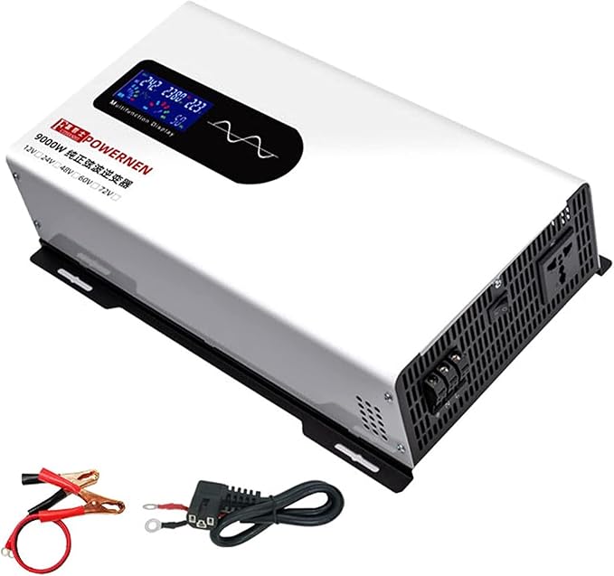 Power Inverter Pure Sine Wave 7000W/8000W/9000W/10000W/12000W/15000W/20000W Peak DC12V/24V/48V/60V/72V to AC 110V/230V 240V Car Converter with Voltage Display & AC outlets(9000W,72Vto220V)