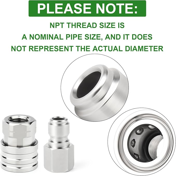 TAISHER 6PCS 304 Stainless Steel 1/4" Female NPT High Pressure Washer Quick Connect Coupler for Pressure Washing Gun Hose Accessories