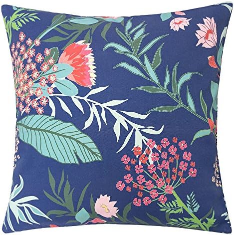 Outdoor Accent Pillow Cover,Tropical Garden Large Water/UV/Stain-Resistance Decorative Replacement Cushion Cover 20x20, Cover Only