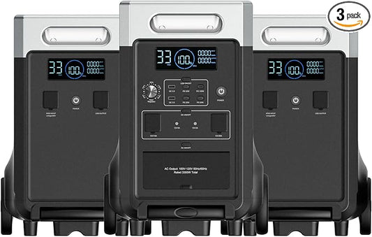 AFERIY 11520Wh Portable Power Station,P310 with 2 Extra Battery,120V 3600W Expandable Capacity LiFePO4 Battery Backup,Solar Generator for Home Use,Outdoor Camping,Power Outage,Camping,RV,Emergencies