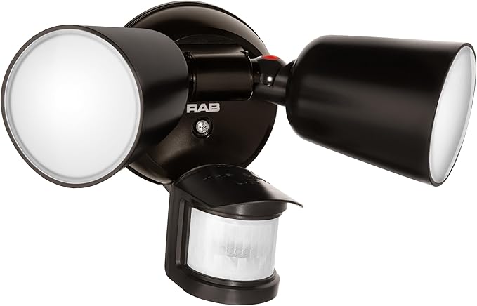 RAB Lighting LU160 Luminator Motion Sensor Outdoor Lights - Flood Light for Security, Outside Dusk to Dawn Photocell, 3000k–5000k Tunable, IP65 Weatherproof Rating, 160°Coverage, 50 Ft Range (Black)