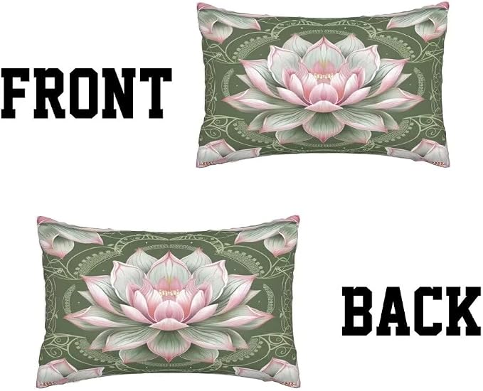 Outdoor Pillows Waterproof Set of 2 Outdoor Pillow Covers 16x24 Inch, Green Throw Pillows Lotus Pillow Covers, Summer Garden Decorative Pillows Outdoor Pillows for Patio Furniture Car Home Decor -hs57