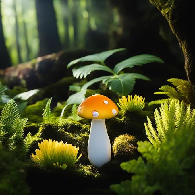 JKanruh 12 Pcs 1.5 to 1.8 Inch Resin Mushroom,Cute Mushrooms Fairy Garden Mushrooms Ornaments for Outdoor Decoration,Home Décor,Cake Decoration,DIY Bonsai Craft …