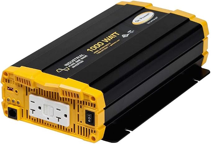 Go Power 1500 Watt Industrial Pure Sine Wave Inverter, 12V to 120V AC, Dual GFCI Outlets, PowerSave Mode, Overload Protection, Low-Profile Design, Ideal for Appliances & Sensitive Electronics