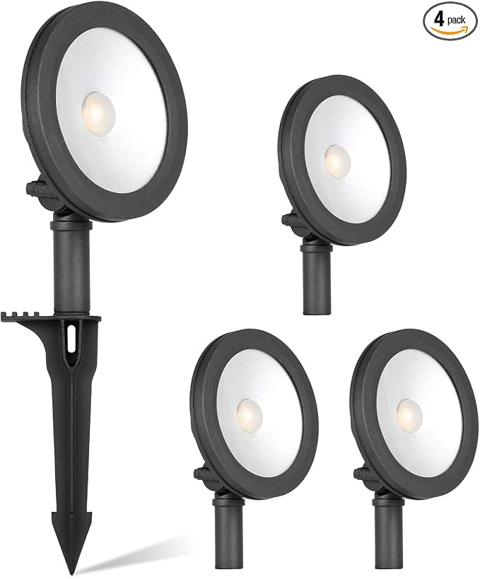 hykolity Low Voltage LED Landscape Wall Wash Light, Outdoor Spotlights | Die-Cast Aluminum, Waterproof Low Voltage Landscape Lighting, 7.4W 430LM 12V-15V, Wired Spot Lights for Tree Building, 4 Pack