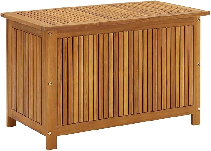 Solid Wood Outdoor Storage Bench,Solid Acacia Wood Garden Deck Box Patio Storage Box with Liftable Top Outdoor Wooden Storage Container for Patio,Backyard,Poolside, 35.4"x19.7"x22.8"