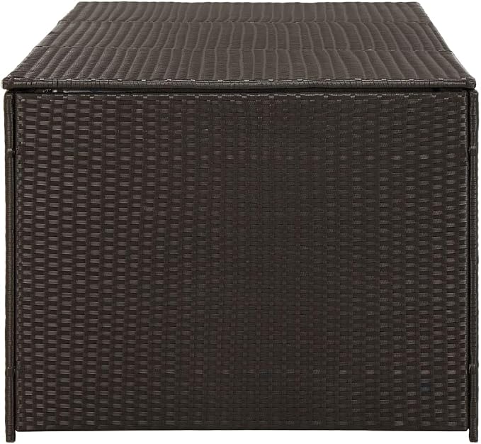 Wicker Outdoor Deck Box, Outdoor Garden Storage Box with Lid, PE Rattan Storage Container for Pillows, Cushions, Gardening Tools, 70.9"x35.4"x27.6" Brown