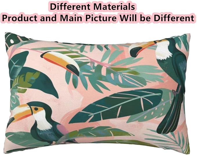 Outdoor Pillows Waterproof Set of 2 Outdoor Pillow Covers 16x24 Inch, Pink Throw Pillows Parrot Pillow Covers, Summer Garden Decorative Pillows Outdoor Pillows for Patio Furniture Car Home Decor-hs308