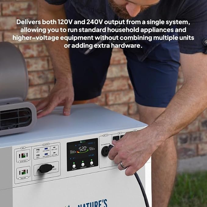 Nature’s Generator Powerhouse Gold Plus System:4800Wh Powerhouse and Four 410W Power Panels,120VAC and 240VAC Pure Sine Wave Address Home Power Requirements