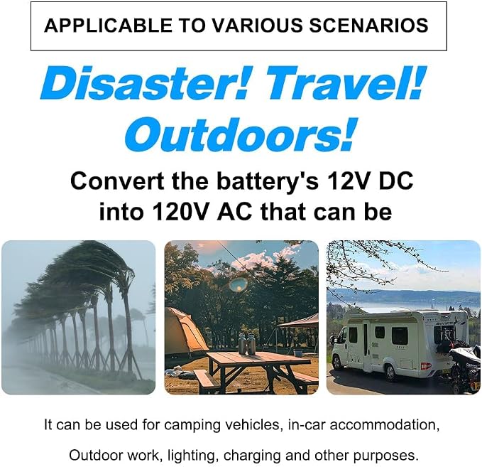 4000 Watt Pure Sine Wave Power Inverter, 12V DC to 110V/120V AC Converter 8000W Peak, with Remote Control LCD, 4 AC Outlets & USB Port & Hardwire Terminal, for Car Truck RV Camping Solar System EPS