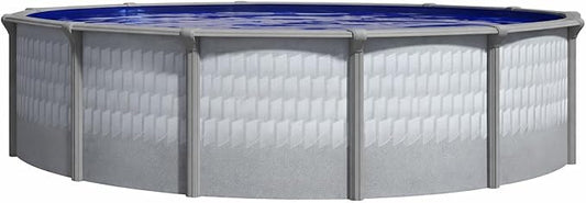 Lake Effect Pools 'Testudo' 18 ft Round Above Ground Swimming Pool | 52 Inch Resin Protected Steel Sided Walls | Bundle Includes: 25 Gauge Overlap Liner & Widemouth Skimmer