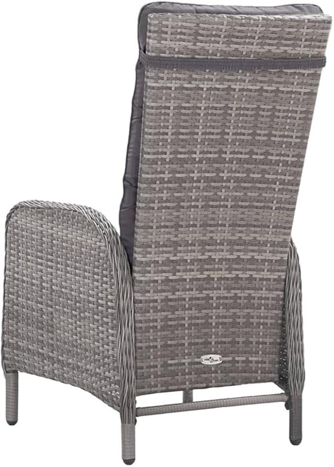 Afuera Living Synthetic Poly Rattan Patio Dining Set, 47.2 x 47.2 in Table, Gray Finish, 8 Armchairs with Cushions, Weather-Resistant, Modern Outdoor Furniture for Garden, Terrace, Backyard Dining
