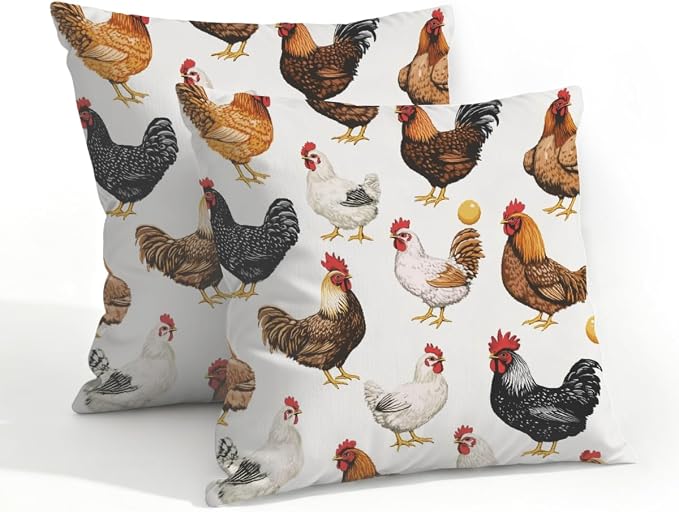 20x20 Inch Outdoor Pillow Covers Set of 2 Waterproof Throw Pillow Covers Decorative Couch Cushion Covers Chickens Egg Square Pillowcases Protectors for Patio Garden Sofa